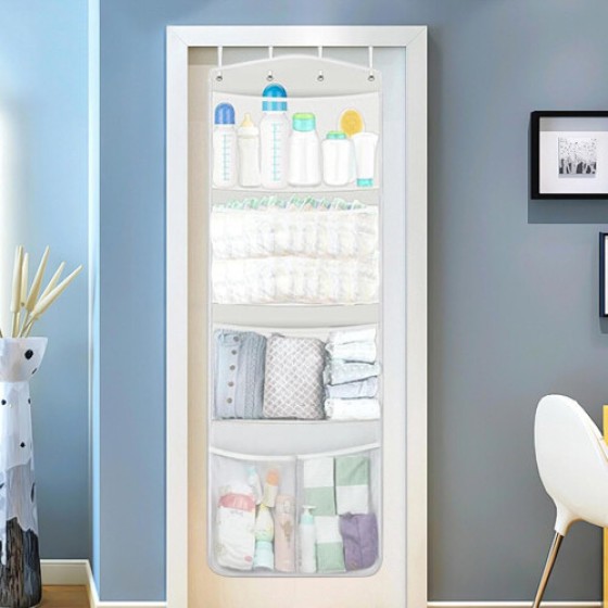 Plush toy storage bag, with 4 large hanging pockets, soft animal-shaped storage bags, suitable for children's rooms and nurseries.